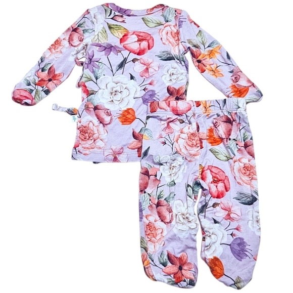 Posh Peanut 2-PC Bamboo Ruffle Pajamas, 0-3M - Picture 2 of 3